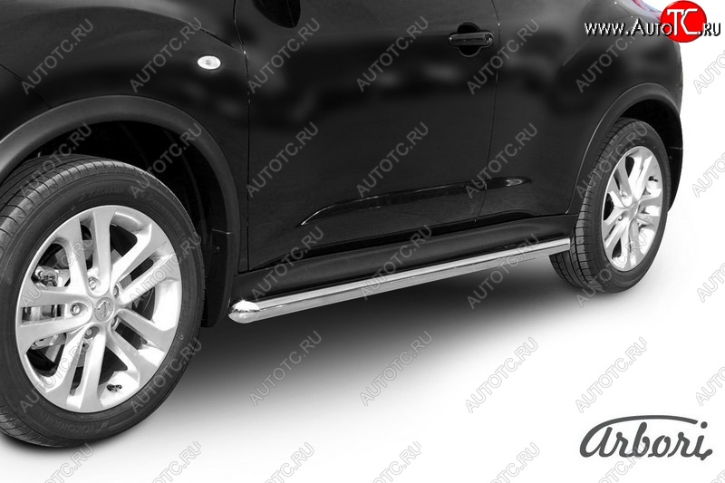 12 959 р. Защита штатных порогов 4WD Arbori (нержавейка, d76 mm). Nissan Juke 1 YF15 рестайлинг (2014-2020)  с доставкой в г. Пермь
