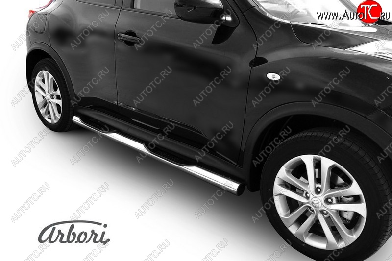 14 579 р. Защита штатных порогов 4WD Arbori (с проступью, нержавейка, d76 mm). Nissan Juke 1 YF15 рестайлинг (2014-2020)  с доставкой в г. Пермь