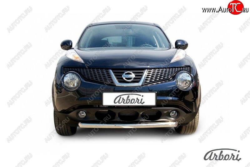 9 809 р. Защита переднего бампера 4WD Arbori (короткая, нержавейка, 1 труба d57 mm). Nissan Juke 1 YF15 дорестайлинг (2010-2014)  с доставкой в г. Пермь