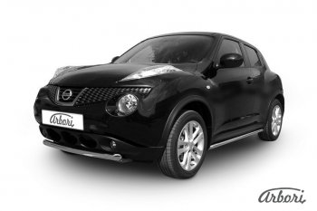 Защита переднего бампера 4WD Arbori (короткая. нержавейка, 1 труба d57 mm). Nissan Juke 1 YF15 дорестайлинг (2010-2014)