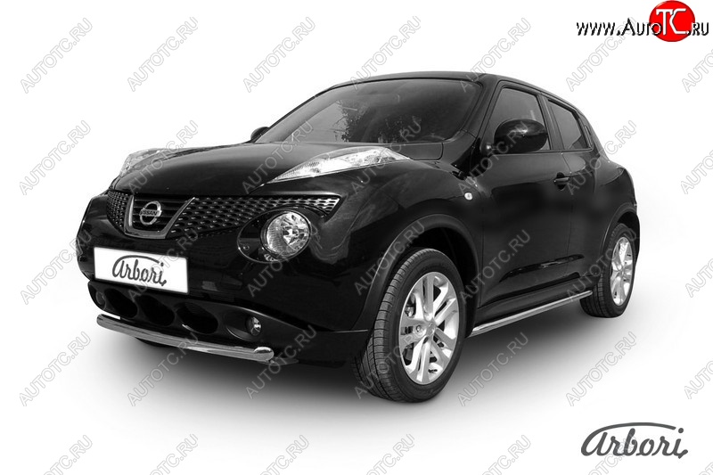 9 809 р. Защита переднего бампера 4WD Arbori (короткая. нержавейка, 1 труба d57 mm). Nissan Juke 1 YF15 дорестайлинг (2010-2014)  с доставкой в г. Пермь