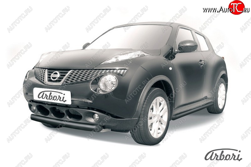 5 939 р. Защита переднего бампера 4WD Arbori (короткая, черная, 1 труба d76 mm). Nissan Juke 1 YF15 дорестайлинг (2010-2014)  с доставкой в г. Пермь