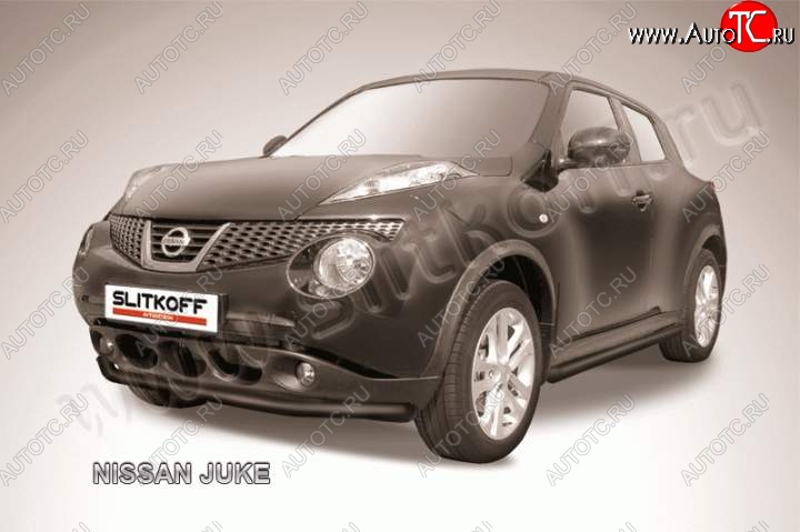 7 999 р. Защита переднего бампера из трубы d57 Slitkoff  Nissan Juke  1 YF15 (2010-2020) дорестайлинг, рестайлинг (Цвет: серебристый)  с доставкой в г. Пермь