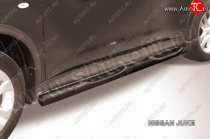 12 399 р. Защита порогов d76 Slitkoff Nissan Juke 1 YF15 дорестайлинг (2010-2014) (сталь с полимерным покрытием, цвет черный)  с доставкой в г. Пермь