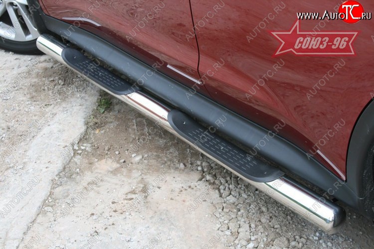 18 359 р. Защита порогов с проступью 4х4 Souz-96 (d76) Nissan Juke 1 YF15 рестайлинг (2014-2020)  с доставкой в г. Пермь