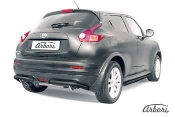 Защита заднего бампера Arbori (уголки, черная, 1 труба d57 mm). Nissan Juke  1 YF15 (2010-2020) дорестайлинг, рестайлинг