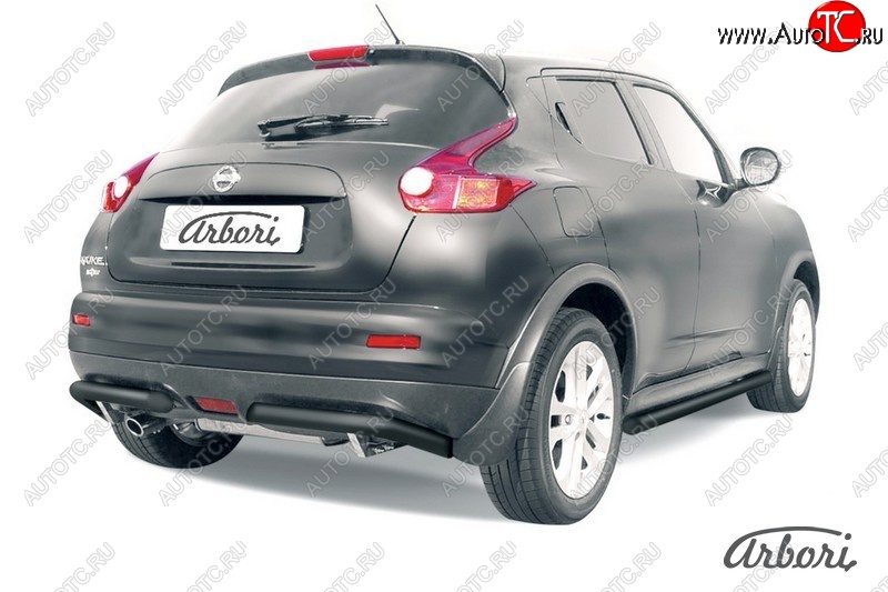 8 999 р. Защита заднего бампера Arbori (уголки, черная, 1 труба d57 mm).  Nissan Juke  1 YF15 (2010-2020) дорестайлинг, рестайлинг (2WD)  с доставкой в г. Пермь