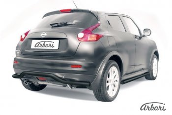 Защита заднего бампера 2WD Arbori (волна, черная, 1 труба d57 mm). Nissan Juke  1 YF15 (2010-2020) дорестайлинг, рестайлинг