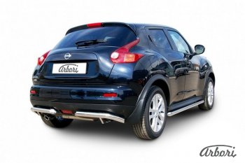 10 619 р. Защита заднего бампера Arbori (уголки, нержавейка, 1 труба d57 mm).  Nissan Juke  1 YF15 (2010-2020) дорестайлинг, рестайлинг  с доставкой в г. Пермь. Увеличить фотографию 2