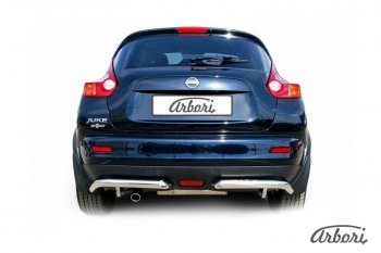 Защита заднего бампера Arbori (уголки, нержавейка, 1 труба d57 mm). Nissan Juke  1 YF15 (2010-2020) дорестайлинг, рестайлинг