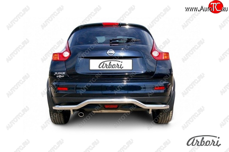 14 759 р. Защита заднего бампера Arbori (волна, нержавейка, 1 труба d57 mm).  Nissan Juke  1 YF15 (2010-2020) дорестайлинг, рестайлинг (4WD)  с доставкой в г. Пермь