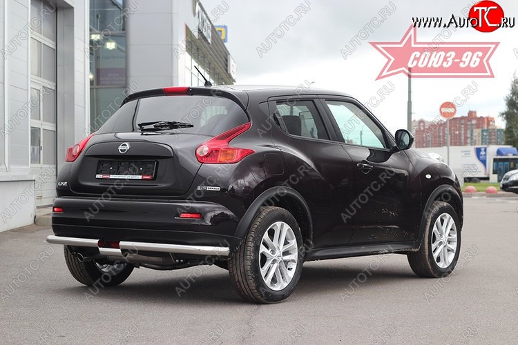 14 489 р. Защита заднего бампера 4x4 Souz-96 Premium (d60)  Nissan Juke  1 YF15 (2010-2020) дорестайлинг, рестайлинг  с доставкой в г. Пермь