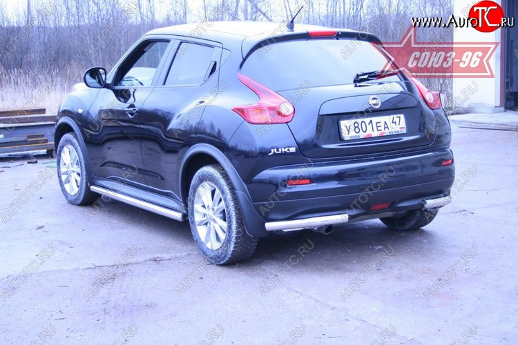 9 629 р. Защита заднего бампера из боковых уголков 4х4 Souz-96 (d60)  Nissan Juke  1 YF15 (2010-2020) дорестайлинг, рестайлинг  с доставкой в г. Пермь