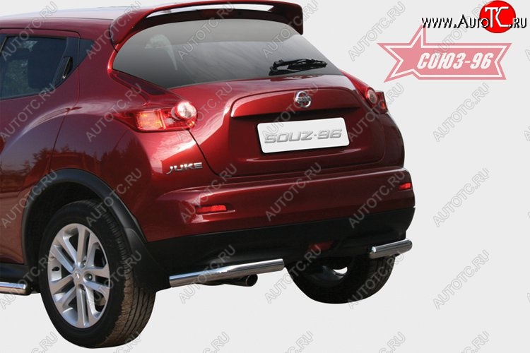 9 629 р. Защита заднего бампера Souz-96 (d60)  Nissan Juke  1 YF15 (2010-2020) дорестайлинг, рестайлинг  с доставкой в г. Пермь