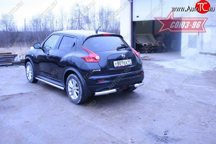 11 987 р. Защита заднего бампера из боковых уголков 4х4 Souz-96 (d76)  Nissan Juke  1 YF15 (2010-2020) дорестайлинг, рестайлинг  с доставкой в г. Пермь