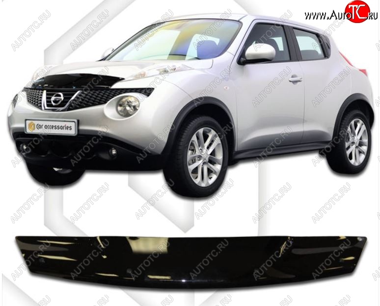 1 959 р. Дефлектор капота CA-Plastic Nissan Juke 1 YF15 дорестайлинг (2010-2014) (серия Classic черный, Без надписи)  с доставкой в г. Пермь