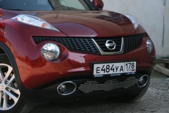 Декоративный элемент воздухозаборника Souz96 нержавеющая сталь Nissan Juke 1 YF15 дорестайлинг (2010-2014) (Черная 10 мм)