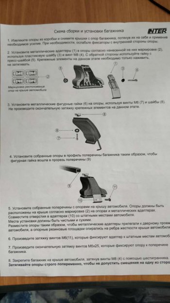 2 999 р. Комплект опор багажника INTER Nissan Juke 1 YF15 дорестайлинг (2010-2014)  с доставкой в г. Пермь. Увеличить фотографию 6