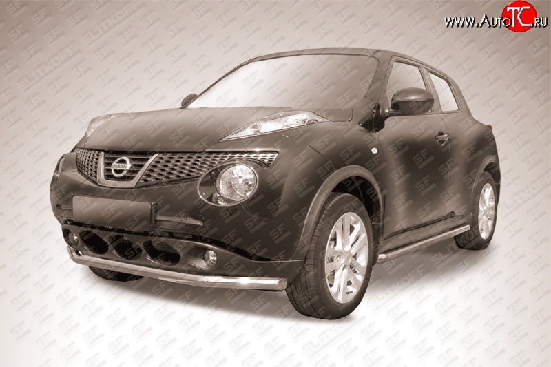 11 499 р. Одинарная защита переднего бампера из трубы диаметром 57 мм Slitkoff  Nissan Juke  1 YF15 (2010-2014) дорестайлинг (2WD)  с доставкой в г. Пермь