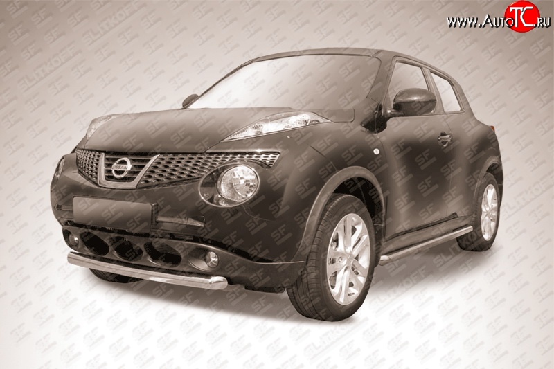 9 799 р. Защита переднего бампера из короткой трубы диаметром 57 мм Slitkoff  Nissan Juke  1 YF15 (2010-2014) дорестайлинг (2WD)  с доставкой в г. Пермь