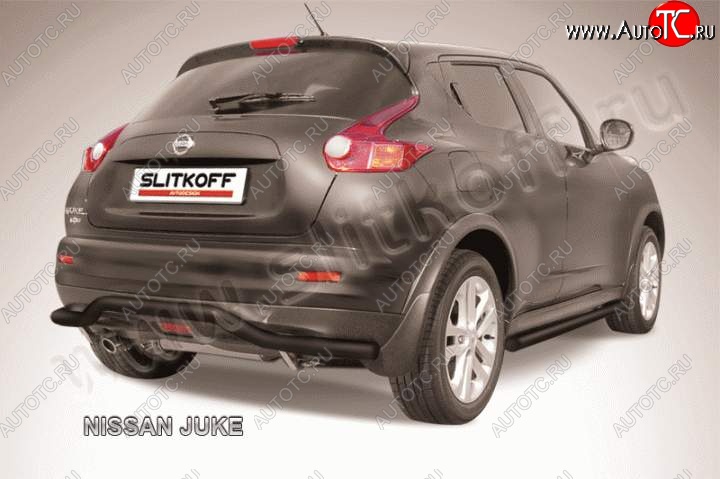 7 999 р. Защита заднего бампера из трубы d57 Slitkoff (волна)  Nissan Juke  1 YF15 (2010-2014) дорестайлинг (Цвет: серебристый)  с доставкой в г. Пермь