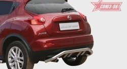 Защита заднего бампера 4х2 Souz-96 (d60 с элементами из профиля) Nissan Juke  1 YF15 (2010-2014) дорестайлинг