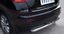 12 399 р. Защита заднего бампера (Ø63 и 42 мм, нержавейка) SLITKOFF  Nissan Juke  1 YF15 (2010-2014) дорестайлинг  с доставкой в г. Пермь. Увеличить фотографию 2