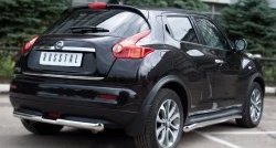 12 399 р. Защита заднего бампера (Ø63 и 42 мм, нержавейка) SLITKOFF  Nissan Juke  1 YF15 (2010-2014) дорестайлинг  с доставкой в г. Пермь. Увеличить фотографию 4