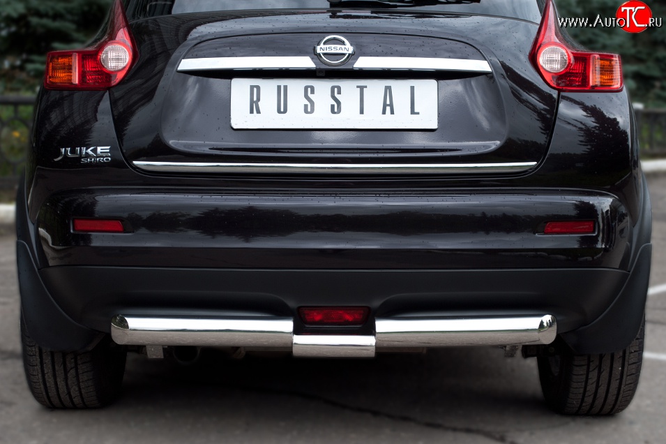 15 699 р. Защита заднего бампера (Ø76 и 42 мм, нержавейка) SLITKOFF  Nissan Juke  1 YF15 (2010-2014) дорестайлинг  с доставкой в г. Пермь