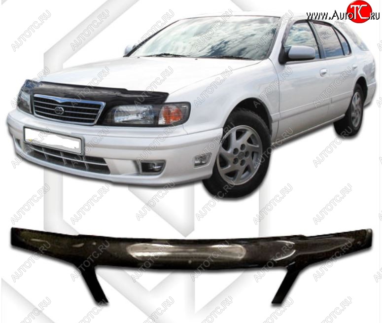 2 199 р. Дефлектор капота (A32, HA32, PA32) CA-Plastic exclusive Nissan Maxima A32 (1994-2000) (Classic черный, Без надписи)  с доставкой в г. Пермь