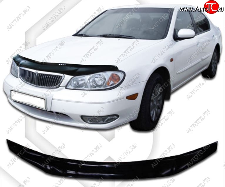 1 999 р. Дефлектор капота (33) CA-Plastic Nissan Maxima A33 дорестайлинг (2000-2003) (Classic черный, Без надписи)  с доставкой в г. Пермь