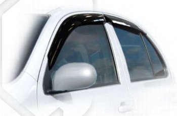 Дефлектора окон (K12) CA-Plastiс Nissan Micra  K12 (2002-2005) 5 дв. дорестайлинг (Classic полупрозрачный, Без хром.молдинга)
