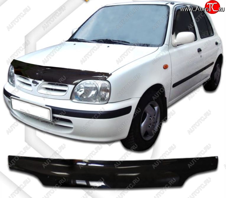 1 999 р. Дефлектор капота CA-Plastic Nissan March K11 хэтчбэк 5 дв. 2-ой рестайлинг (1997-2003) (Classic черный, Без надписи)  с доставкой в г. Пермь
