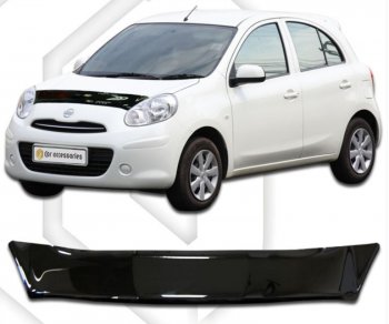 Дефлектор капота CA-Plastic Nissan Micra  K13 (2010-2013) 5 дв. дорестайлинг