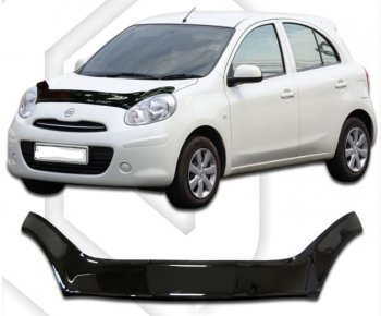 Дефлектор капота CA-Plastiс exclusive Nissan Micra  K13 (2010-2013) 5 дв. дорестайлинг
