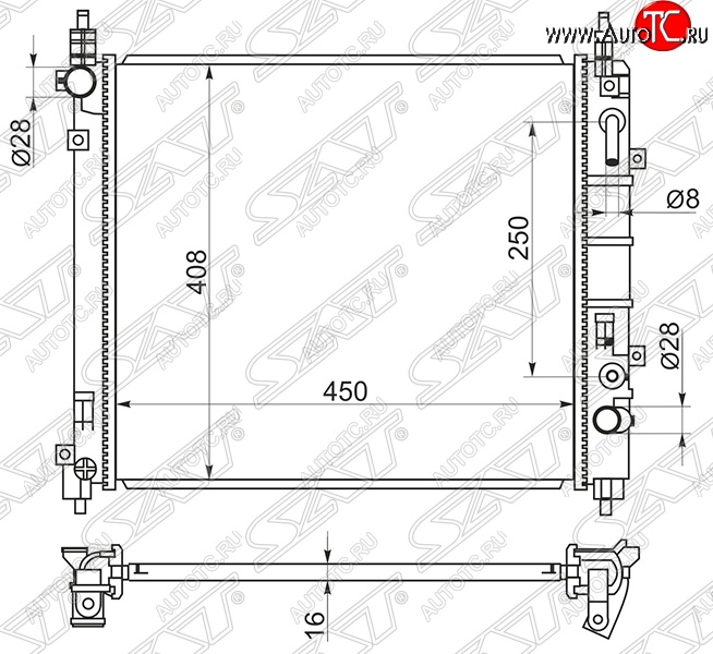5 849 р. Радиатор двигателя (пластинчатый, МКПП/АКПП) SAT Nissan Micra K13 5 дв. дорестайлинг (2010-2013)  с доставкой в г. Пермь