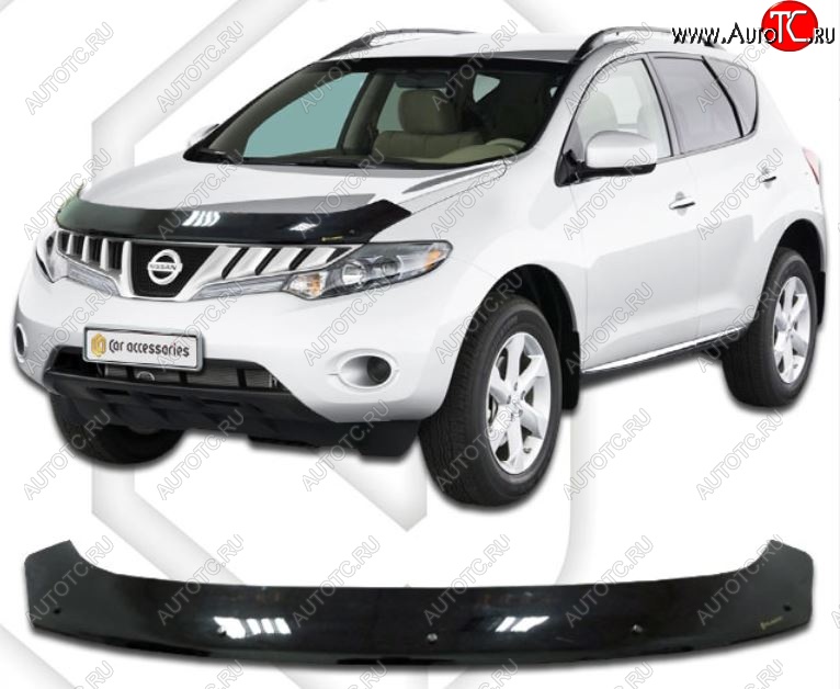2 159 р. Дефлектор капота CA-Plastic Nissan Murano 2 Z51 дорестайлинг (2008-2011) (Classic черный, Без надписи)  с доставкой в г. Пермь