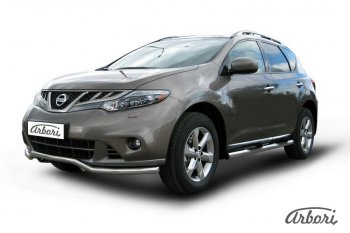 15 299 р. Защита переднего бампера Arbori (волна, нержавейка, 1 труба d57 mm). Nissan Murano 2 Z51 рестайлинг (2010-2016)  с доставкой в г. Пермь. Увеличить фотографию 2