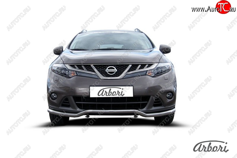 15 299 р. Защита переднего бампера Arbori (волна, нержавейка, 1 труба d57 mm). Nissan Murano 2 Z51 рестайлинг (2010-2016)  с доставкой в г. Пермь