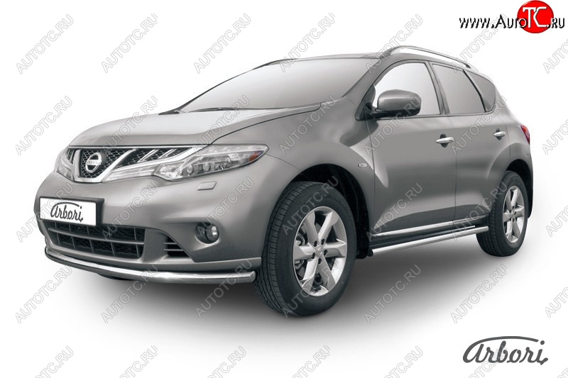 13 499 р. Защита переднего бампера Arbori (нержавейка, 1 труба d57 mm). Nissan Murano 2 Z51 рестайлинг (2010-2016)  с доставкой в г. Пермь