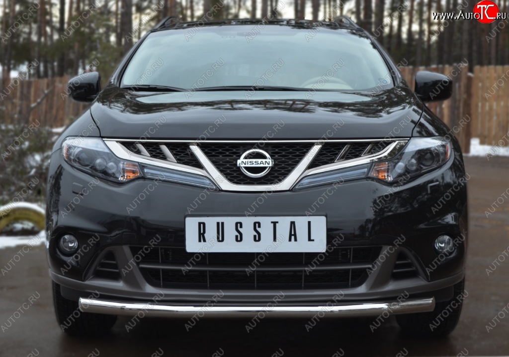 15 249 р. Защита переднего бампера (Ø63 мм, нержавейка) SLITKOFF  Nissan Murano  2 Z51 (2010-2016) рестайлинг  с доставкой в г. Пермь