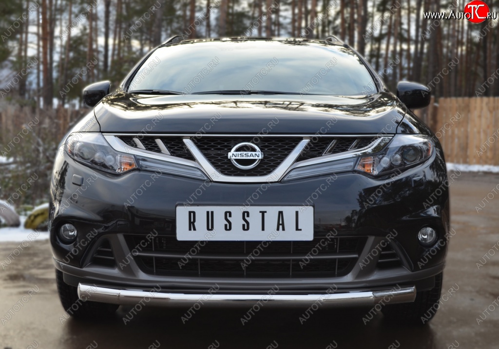 15 549 р. Защита переднего бампера (Ø76 мм, нержавейка) SLITKOFF Nissan Murano 2 Z51 рестайлинг (2010-2016)  с доставкой в г. Пермь