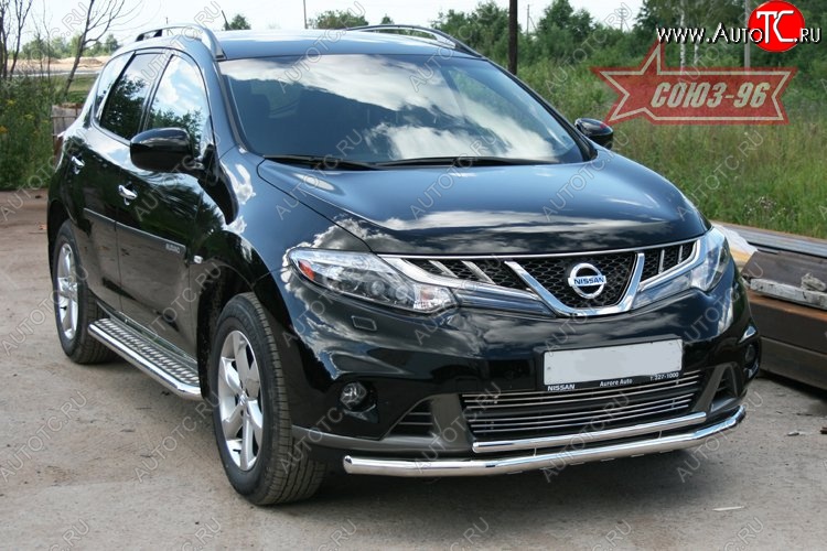 21 419 р. Защита переднего бампера двойная с профилем Souz-96 (d60/42).  Nissan Murano  2 Z51 (2010-2016) рестайлинг  с доставкой в г. Пермь