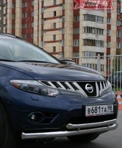 Защита переднего бампера двойная Souz-96 (d76/60) Nissan Murano  2 Z51 (2008-2011) дорестайлинг