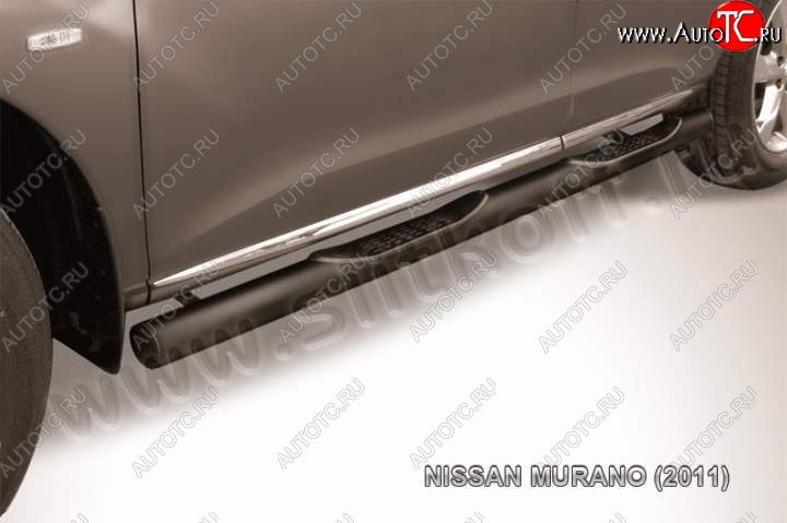 13 849 р. Защита порогов Slitkoff Nissan Murano 2 Z51 рестайлинг (2010-2016) (Цвет: серебристый)  с доставкой в г. Пермь