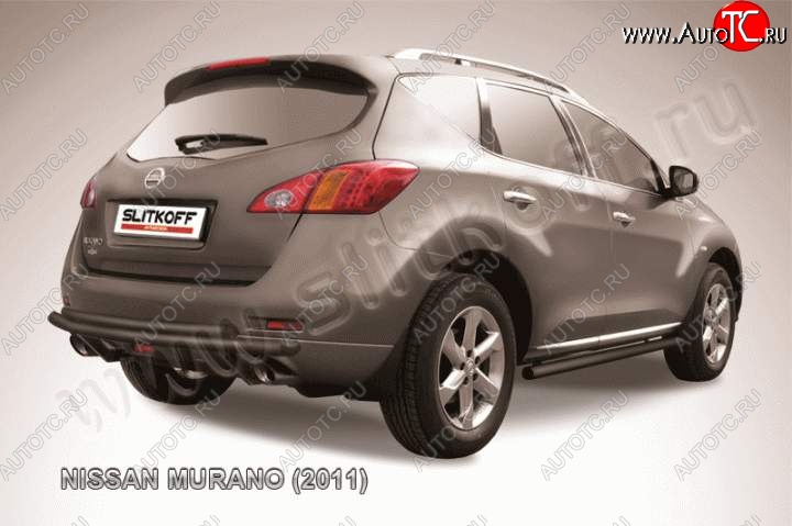 7 999 р. Защита задняя Slitkoff  Nissan Murano  2 Z51 (2010-2016) рестайлинг (Цвет: серебристый)  с доставкой в г. Пермь