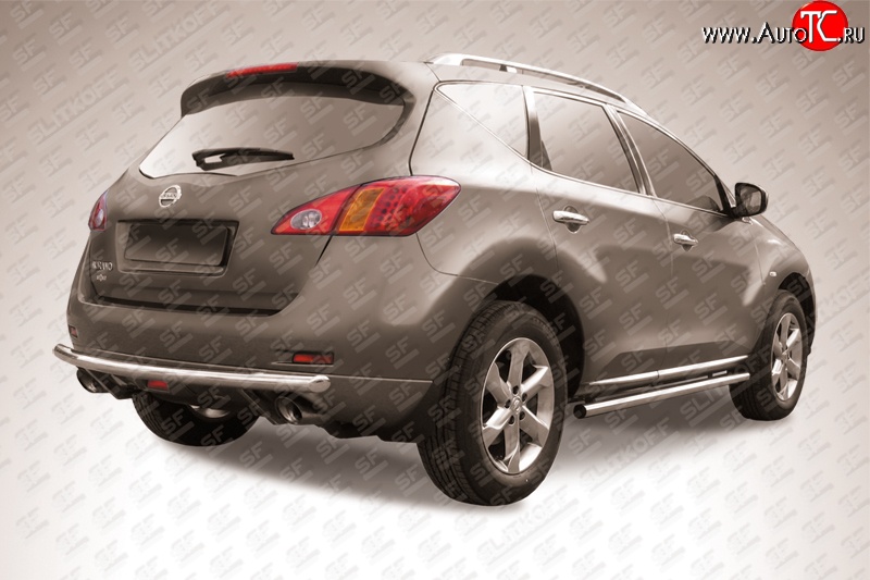 11 499 р. Одинарная защита заднего бампера из трубы диаметром 57 мм Slitkoff  Nissan Murano  2 Z51 (2010-2016) рестайлинг (Нержавейка, Полированная)  с доставкой в г. Пермь