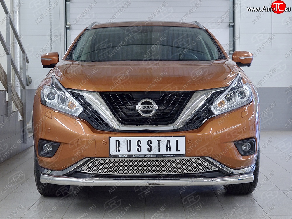3 749 р. Защитная решётка в воздуховод бампера Berkut (нержавейка) Nissan Murano 3 Z52 дорестайлинг (2015-2022)  с доставкой в г. Пермь