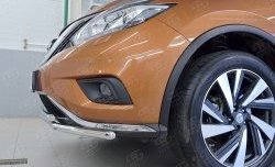 18 999 р. Защита переднего бампера (2 трубыØ42 мм, нержавейка) SLITKOFF  Nissan Murano  3 Z52 (2015-2022) дорестайлинг  с доставкой в г. Пермь. Увеличить фотографию 3