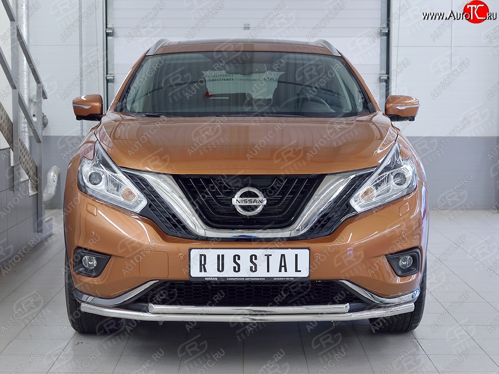 18 999 р. Защита переднего бампера (2 трубыØ42 мм, нержавейка) SLITKOFF  Nissan Murano  3 Z52 (2015-2022) дорестайлинг  с доставкой в г. Пермь